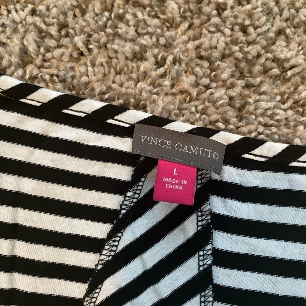 Vince Camuto Black and Blue Striped Dress Sz Large - Picture 6 of 10